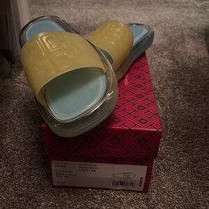 Tory Burch Yellow and Blue Slides